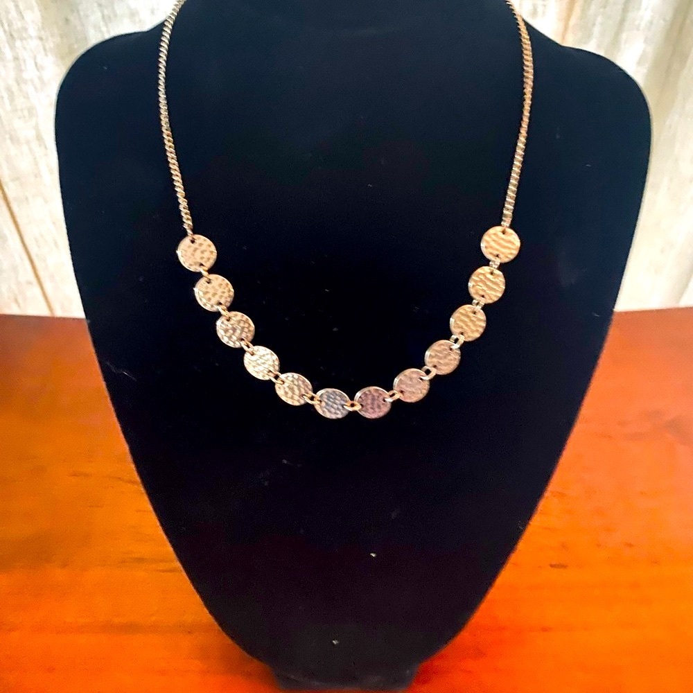 Silver Circular Choker Necklace with Delicate Chain